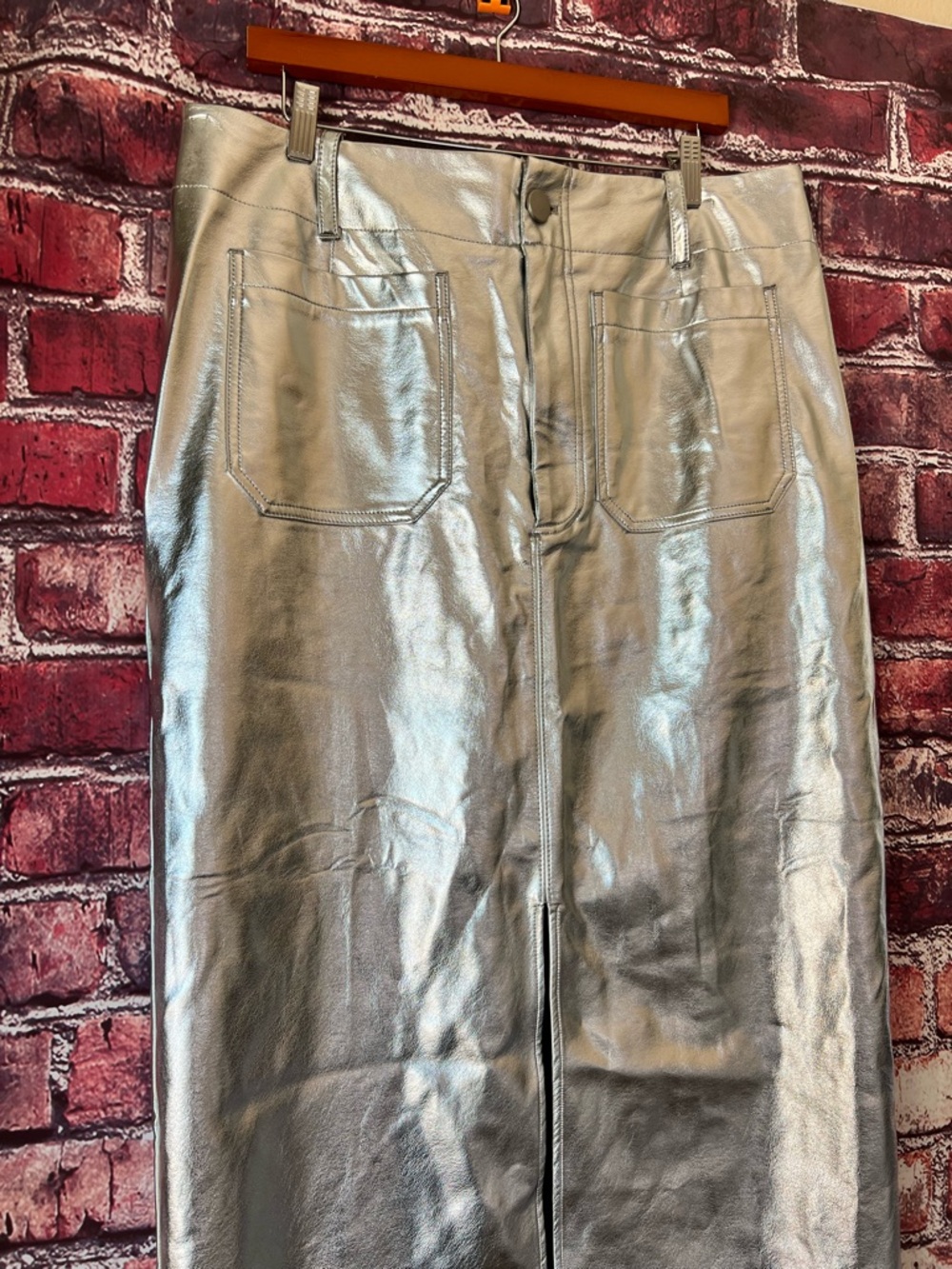 By Anthropologie The Colette Metallic Maxi Skirt Silver - Picture 2 of 6